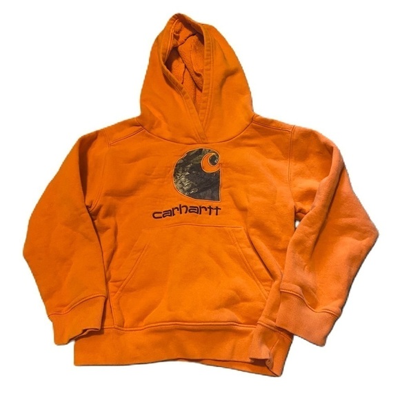 Carhartt Orange Camouflage Sweatshirt Sz 5 Kids Hooded - Picture 1 of 5